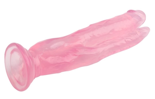 Подвійний анально вагінальний фалоімітатор на присоску рожевий CHISA Hi Rubber 8.0 Inch - 3