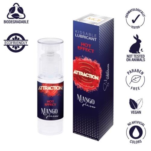 Съедобная смазка на водной основе со вкусом манго MAI ATTRACTION HEAT 50 мл - 3