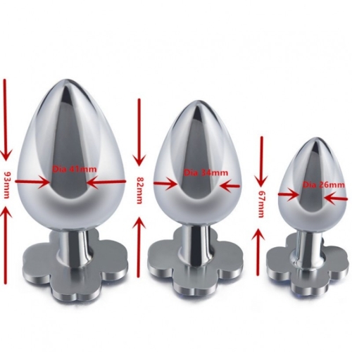 Металлическая анальная пробка с прозрачным камнем Metal Clover Butt Plug Jewelry Medium - 2