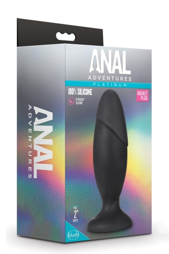 Анальна пробка чорна Blush Anal Adventures Platinum Rocket Plug розмір L - 2