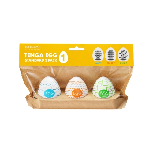 Набір мастурбаторів-яєць прозорого кольору Tenga Egg Standard 3 Pack 1 Wavy, Starry, Cubic 3 штуки - 1