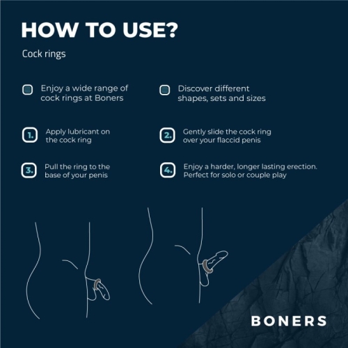 Эрекционное кольцо на член серого цвета Boners 3-Piece Cock Ring Set 3 штуки - 3