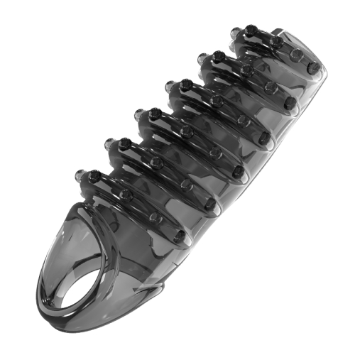 Стимулююча насадка на член з петлею та пухирцями чорна Meleon - Sea Dragon Locking Sleeve - 10