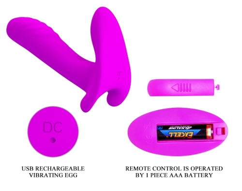 Вибратор со стимулятором клитора фиолетовый PRETTY LOVE Remote Control Massager - 10