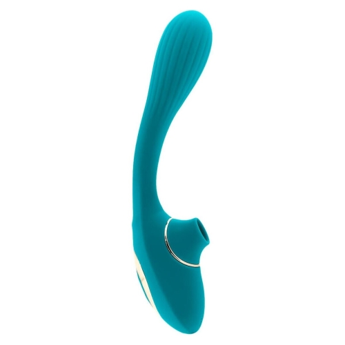 Двойной вибратор для точки G и клитора с вакуумом бирюзовый S Pleasures Dual Suction - 2