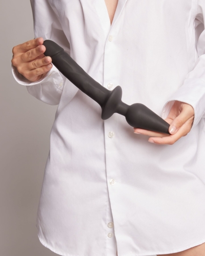 Анальная пробка с фаллоимитатором черного цвета размер L Strap On Me PLUG IN DILDO - 6