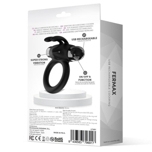 Эрекционное виброкольцо на член черное Latetobed Fermax Vibrating Ring Rabbit - 3