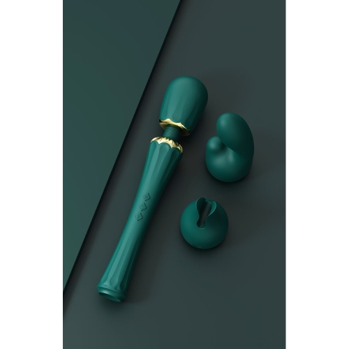 Вибромассажер Ванд в форме микрофона с насадками зеленого цвета Zalo Kyro Wand Turquoise - 11