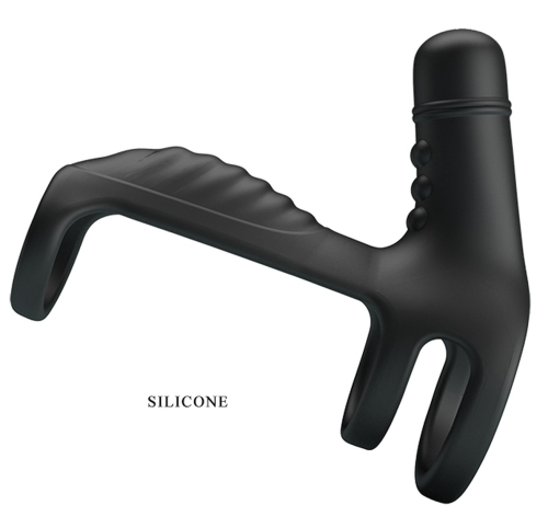 Вібронасадка для чоловіків чорного кольору LYBAILE Pretty Love VIBRATING PENIS SLING - 2