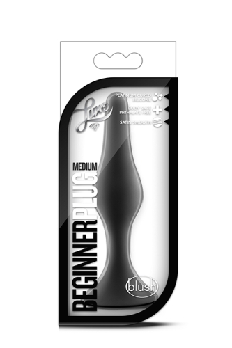 Анальный стимулятор чёрного цвета LUXE BEGINNER PLUG MEDIUM - 2