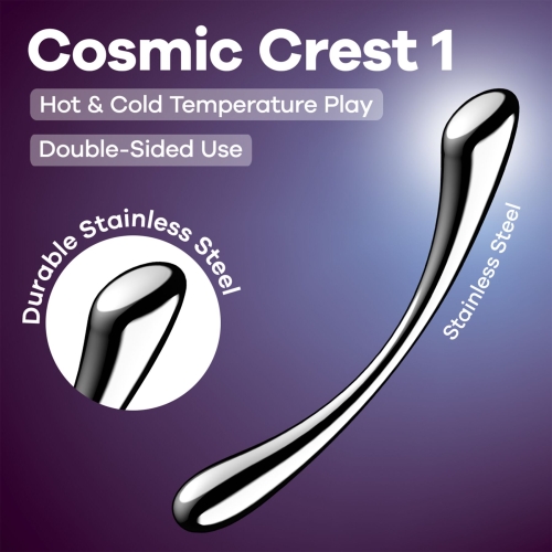 Двухсторонний металлический фаллоимитатор серебристого цвета Satisfyer Cosmic Crest 1 - 6