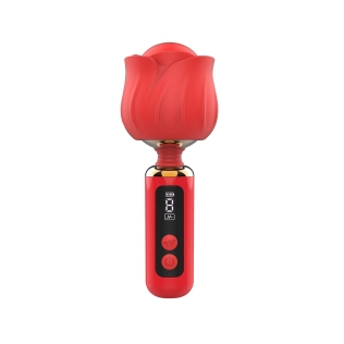 Вибромассажер головка в виде красной розы Loviss Rose Mini Massage Wand Vibrator 9 режимов