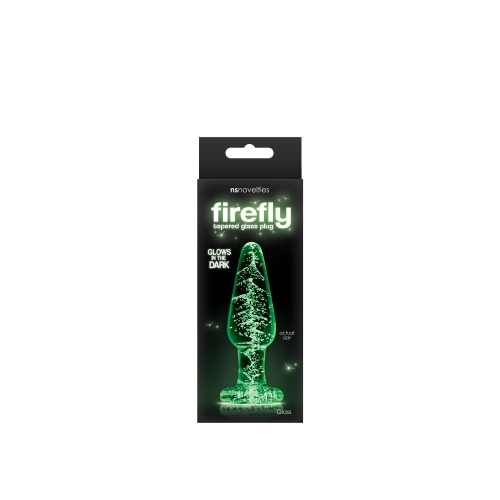 Анальна скляна пробка прозорого кольору що світиться NS Novelties Firefly glass tapered plug medium - 3