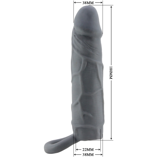 Насадка на член із петлею реалістична сірого кольору Lybaile Pretty Love Realistic Penis Sleeve - 11