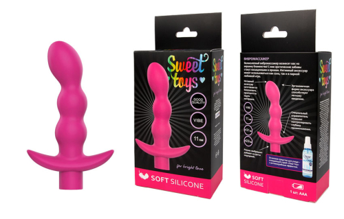 Вібратор для вагінальної і анальної стимуляції SWEET TOYS L 110 мм D 29x31 мм, Колір Рожевий - 1