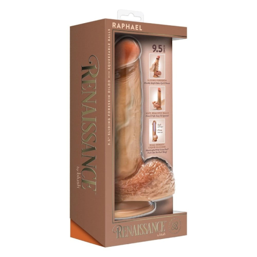 Фалоімітатор на присосці реалістичний з мошонкою бежевий Blush Renaissance Raphael - 5