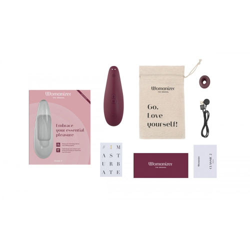 Вакуумний стимулятор для клітора бордового кольору Womanizer Classic 2 - 7