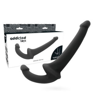 Страпон двойной для женщин без ремешков силикон черного цвета Addicted Toys Strapless Strapon Black