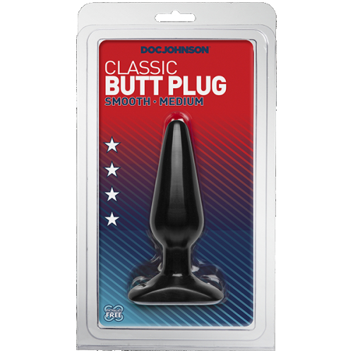Анальна пробка вінілова з гнучкою ніжкою Doc Johnson Smooth Classic Medium-Black L 12,1 см d 3,8 см - 2
