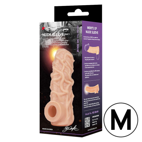 Насадка на член з отвором для мошонки тілесного кольору Kokos Nude Sleeve NS 004 розмір M - 3