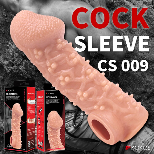 Насадка на член з отвором для мошонки тілесного кольору Kokos Cock Sleeve CS 009 розмір L - 8
