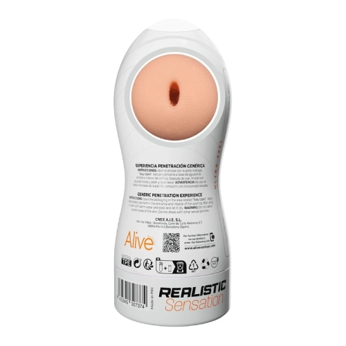 Мастурбатор в колбе вагина бежевый Alive Maxi Flex Generic Experience - 4