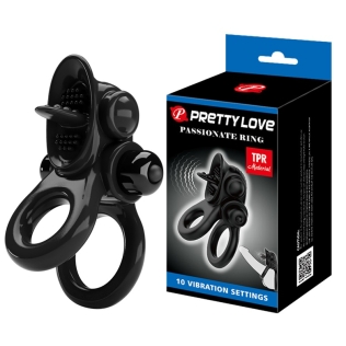 Эрекционное кольцо с вибрацией черное Pretty Love Passionate Ring