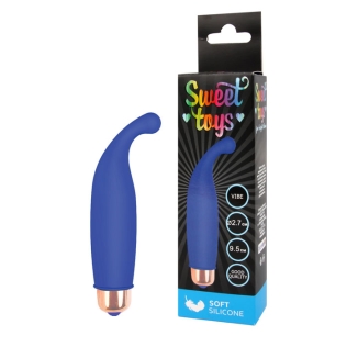 Вібратор силіконовий для клітора з вираженим відростком SWEET TOYS Синій L 9,5 см D 2,7 см