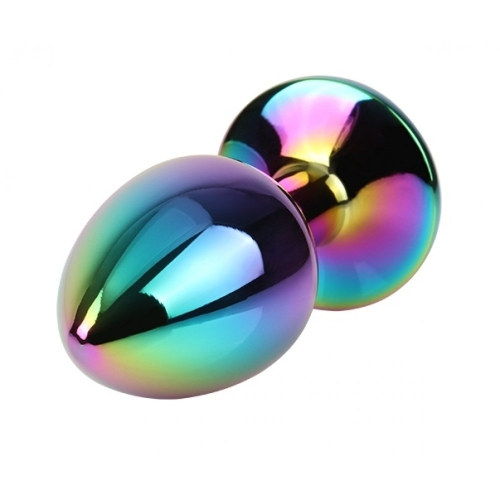 Металева анальна пробка із кристалом S різнокольорова Rainbow Gem Chisa - 3