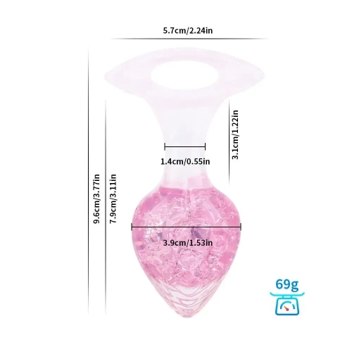 Анальная пробка силиконовая розовая Liebe Seele Heart-shaped Crystal Anal Plug размер Medium - 6