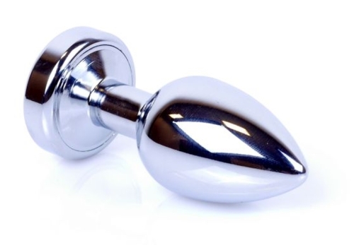 Анальна пробка сріблястого кольору з різнокольоровим камінчиком Boss of toys Jewelry PLUG Disco Flashlight розмір S - 4