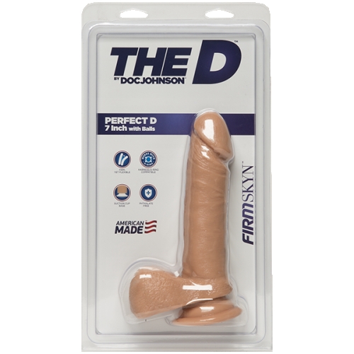 Фалоімітатор 16,5 см/4,5 см реалістичний на присоску Doc Johnson The D-Perfect D-7 Inch With Balls-FIRMSKYN - 2