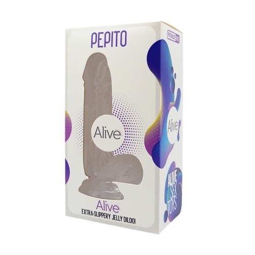 Прозрачный фаллоимитатор пеалистичный на присоске Alive Jelly Dildo Pepito, ТПЕ диаметр 3,5см, длина 15,5см - 2