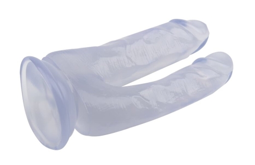 Подвійний анально-вагінальний фалоімітатор на присоску прозорий CHISA Hi Rubber 6.3 Inch Dildo - 4