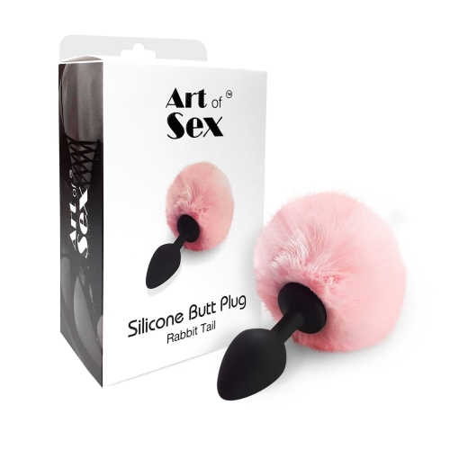 Анальна пробка чорного кольору з хвостом рожевого кольору розмір Art of Sex Rabbit Tail - 3