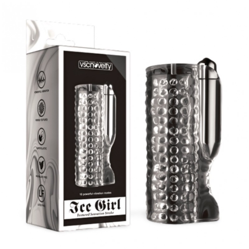 Мастурбатор для чоловіків з вібрацією 10 Speed vibration Ice Girl Textured Sensation Stroker прозорий - 1