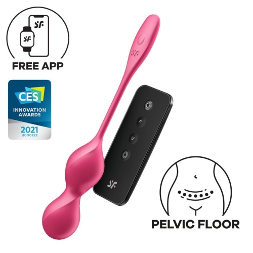 Вагинальные шарики с вибрацией и смарт управлением красного цвета Satisfyer Love Birds 1 - 1