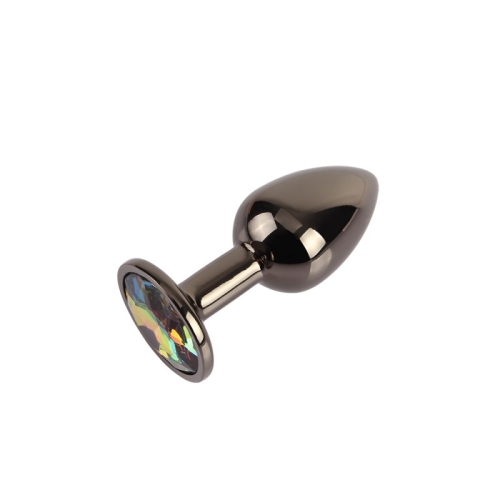 Анальная пробка черного цвета с радужным кристаллом Chisa Tungsten Gem Butt Plug размер Small - 3