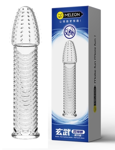 Стимулююча насадка-презерватив на член прозора Meleon - Basalt Crystal Wolf tooth sleeve - 1