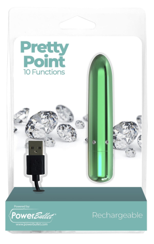Вібропуля для інтимних місць Зелена PowerBullet Pretty Point Rechargeable - 6