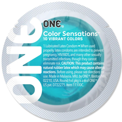 Презерватив із натурального латексу блакитного кольору ONE Color Sensations Catch the perfect 1 штука - 2