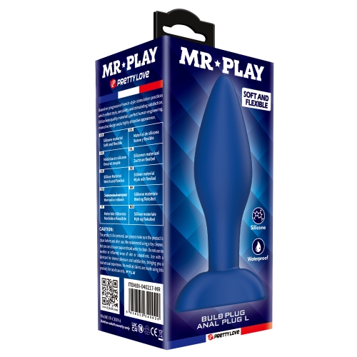 Анальная пробка силиконовая синяя LYBAILE MR.PLAY - Bulb Anal Plug размер L - 8