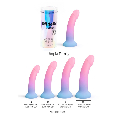 Насадка для страпону на присосці з кольоровим градієнтом Love To Love Dildolls Utopia розмір XL - 4