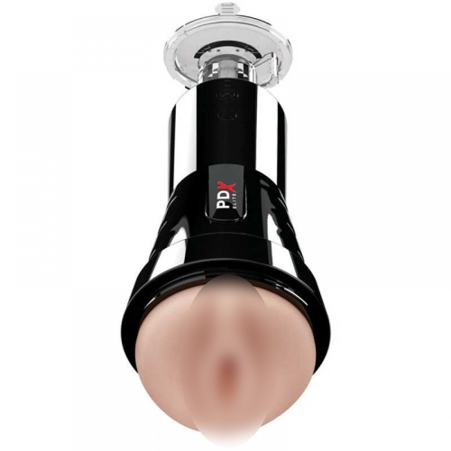 Мастурбатор вагина в колбе с вибрацией бежевого цвета Pipedream Extreme Elite Manhood Compressor - 1