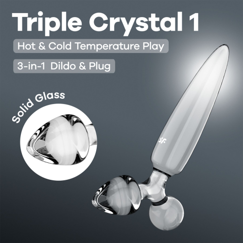 Трехсторонний стеклянный дилдо прозрачный Satisfyer Triple Crystal 1 Transparent - 6