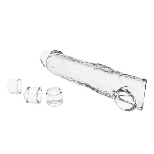 Насадка, що подовжує, на пеніс реалістична з подовжувачами прозора LYBAILE Pretty Love Silas - 5