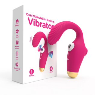 Вакуумный клиторальный стимулятор 2 в 1 розового цвета Vscnovelty Dual Stimulation 