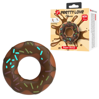 Эрекционное кольцо на член в форме пончика с кремом коричневое LYBAILE Pretty Love Choco 
