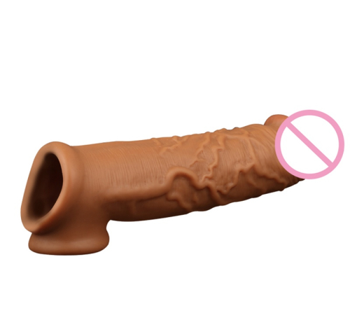 Реалістична закрита насадка на коричневий Penile condom член - 3