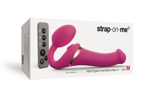 Вібрострапон безременевий з вакуумною стимуляцією рожевого кольору M Strap On Me MULTI ORGASM - 8
